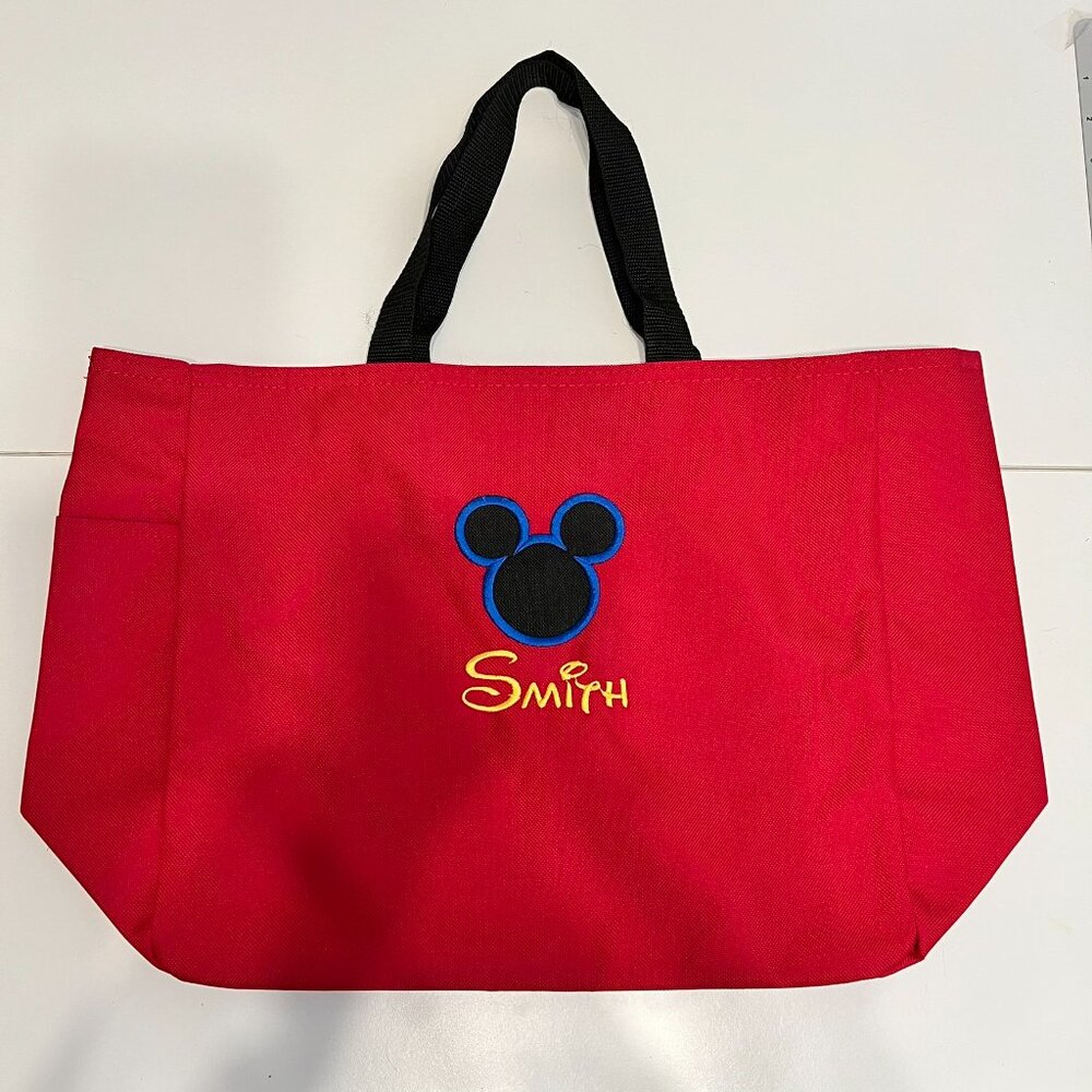 Disney Mickey Mouse Red Canvas ”Smith” Embroidered Tote Bag - VERY CUTE! - Picture 12 of 12